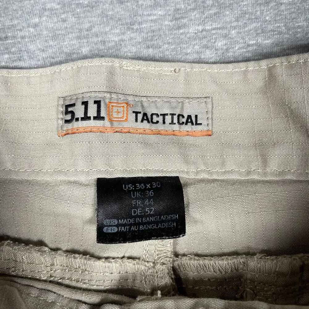 5.11 Tactical Cargo Pants Mens 33x28 Beige Polyester Cotton Canvas Workwear